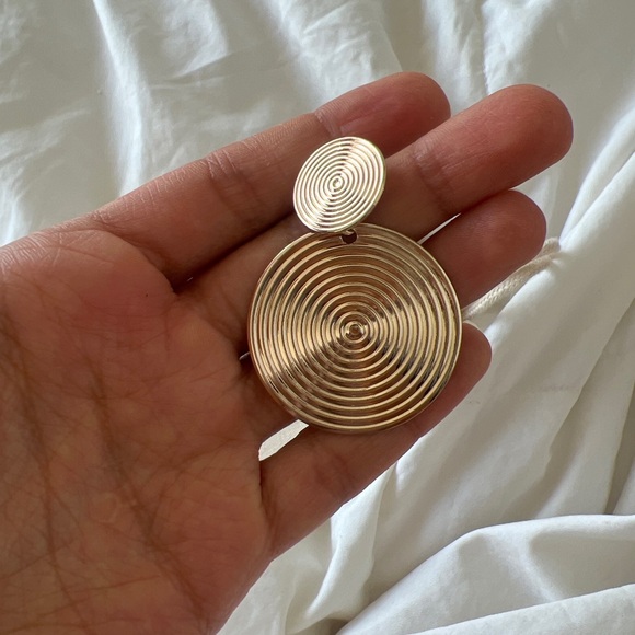 Gold Spiral Statement Earrings - New - Picture 5 of 5